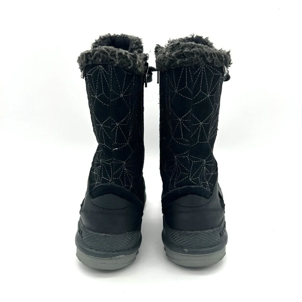 Merrell Women's Winter Boots 7 Black Waterproof Faux Fur Lined LaceUp Mid Calf